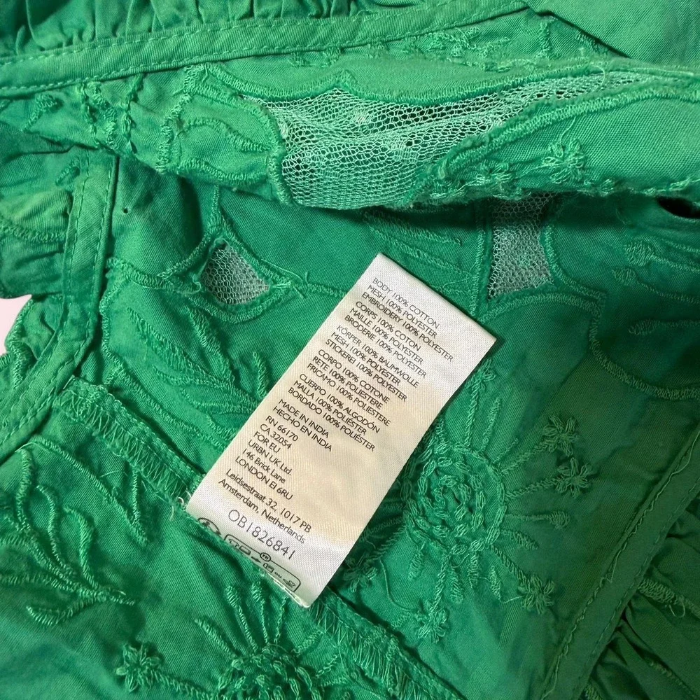 Free People Green Ruffle Lace Cardigan Top OB1826841 XS
